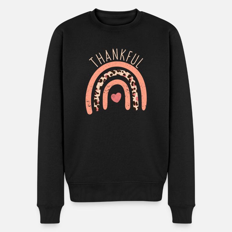 Dankbares Regenbogenherz Thanksgiving Dinner - Männer Premium Bio Pullover - Schwarz