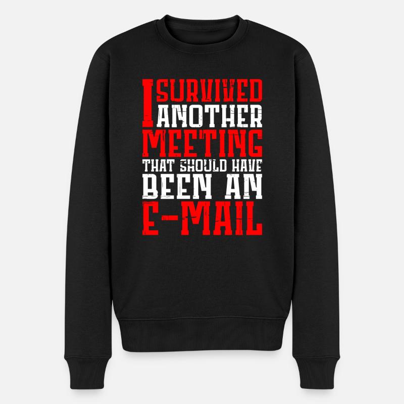 I Survived Another Meeting 12 - Männer Premium Bio Pullover - Schwarz