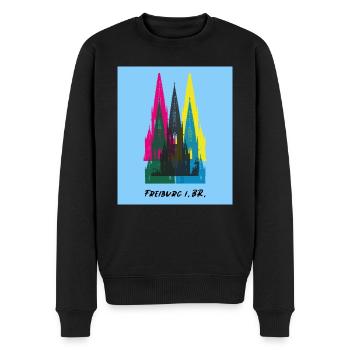Freiburg - Münster Turm Collage hellblau - Männer Premium Bio Pullover - Schwarz - Vorne - Nico (187cm)