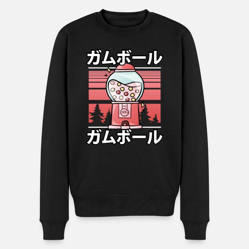 Süßer Kawaii Kaugummispender - Männer Premium Bio Pullover - Schwarz