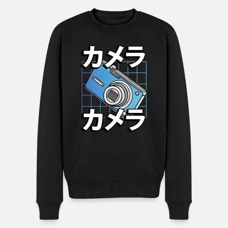 Süße Kawaii Blaue Kamera - Männer Premium Bio Pullover - Schwarz