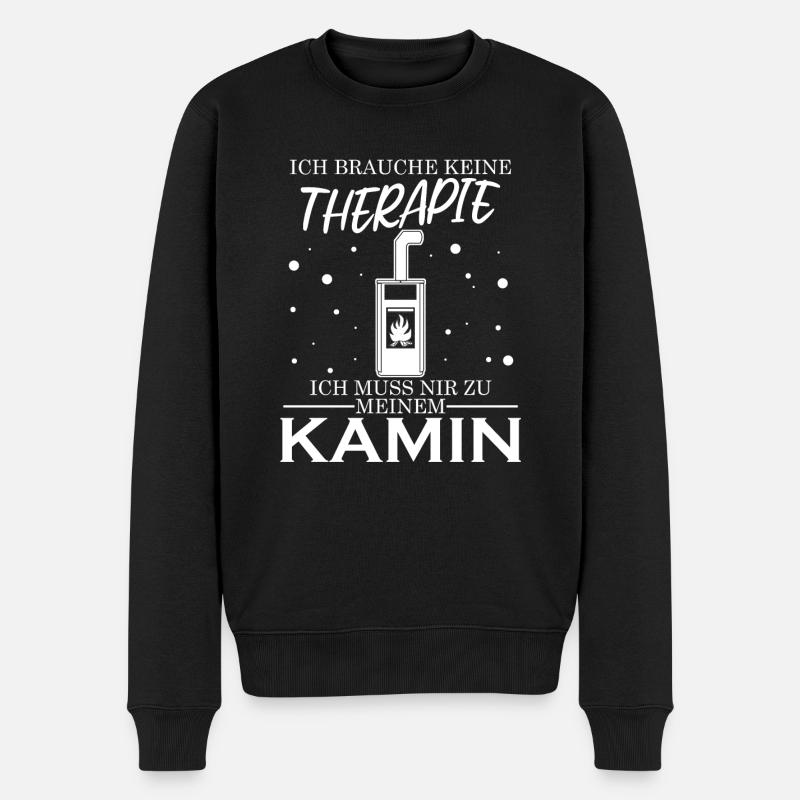 Kamin Ofen Kaminofen - Männer Premium Bio Pullover - Schwarz