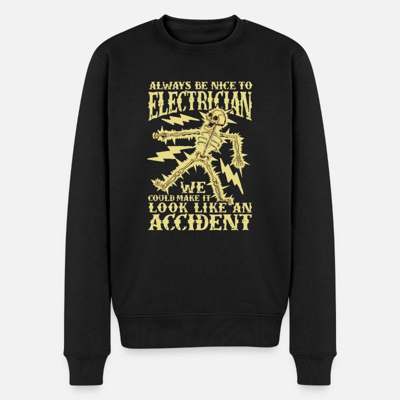 Sei nett Elektriker - Männer Premium Bio Pullover - Schwarz