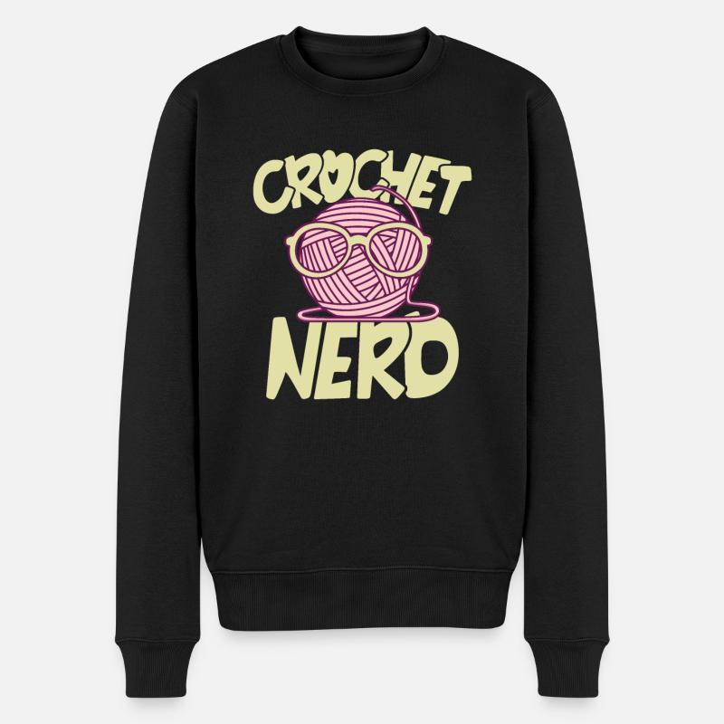 Häkel Nerd - Männer Premium Bio Pullover - Schwarz