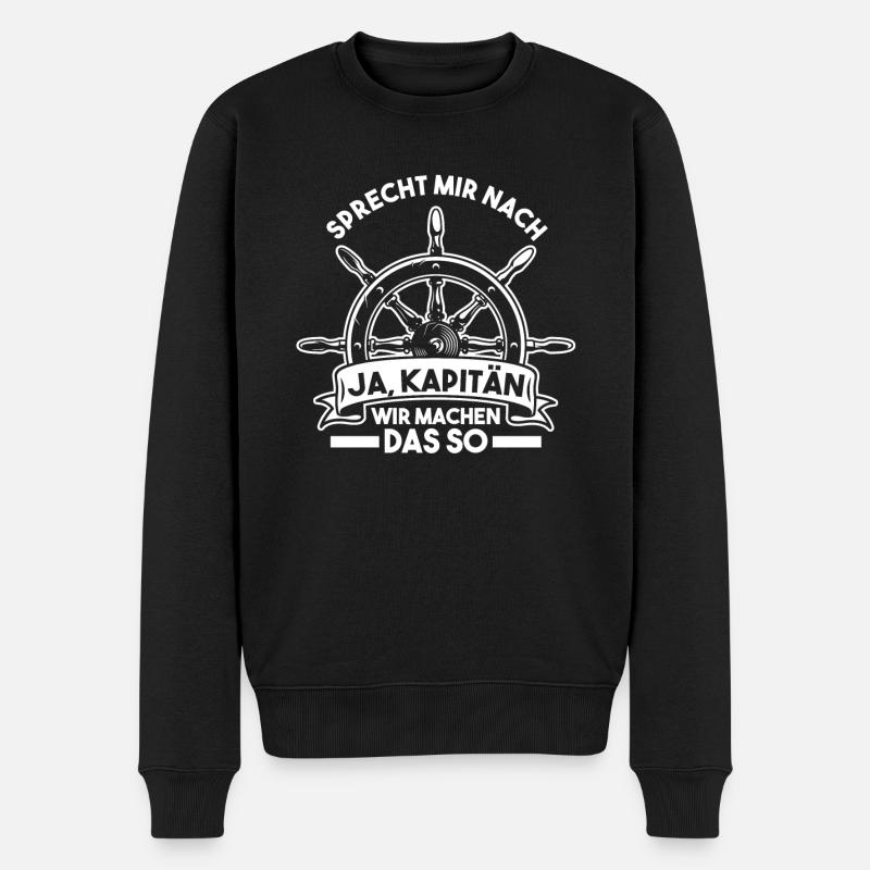 Kapitän Boot Motorboot Geschenk - Männer Premium Bio Pullover - Schwarz