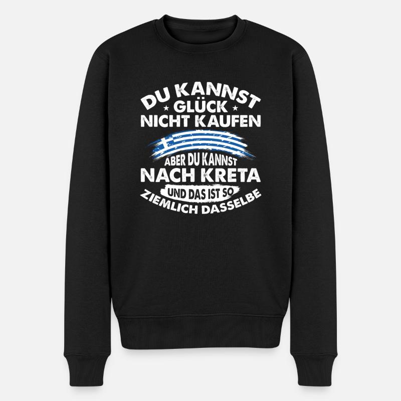 Kreta Glück Griechenland Urlaub - Männer Premium Bio Pullover - Schwarz