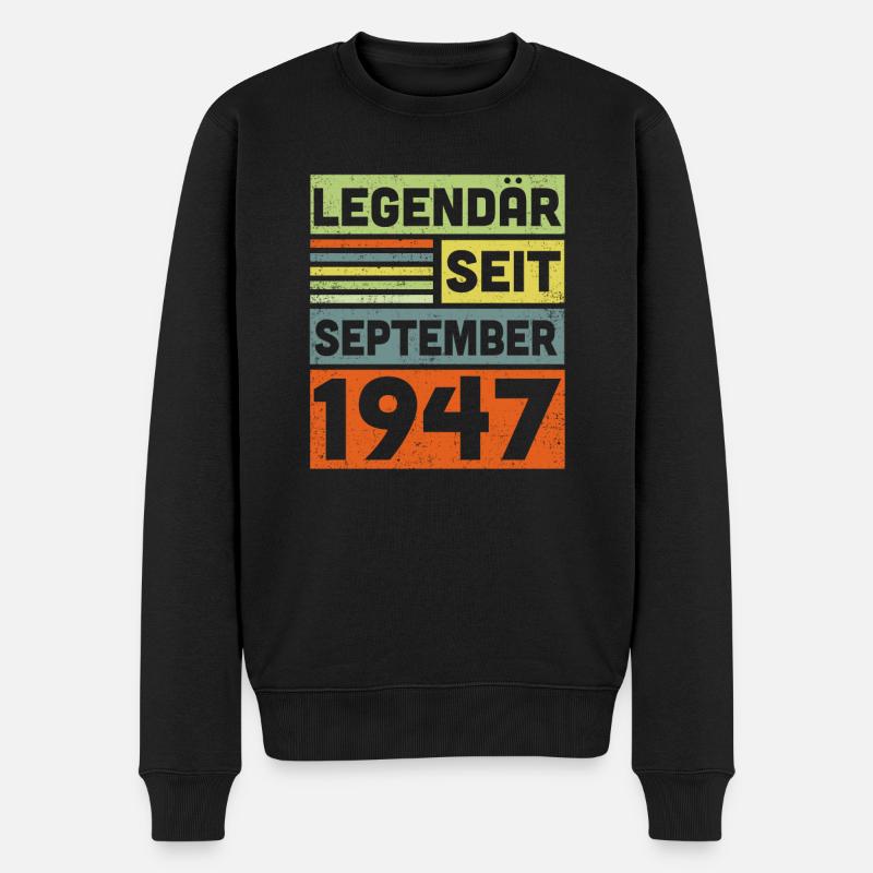 75 Jahre Legendär Seit September 1947 75. - Männer Premium Bio Pullover - Schwarz