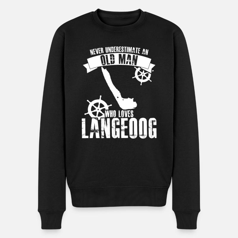 Langeoog Old Man - Männer Premium Bio Pullover - Schwarz