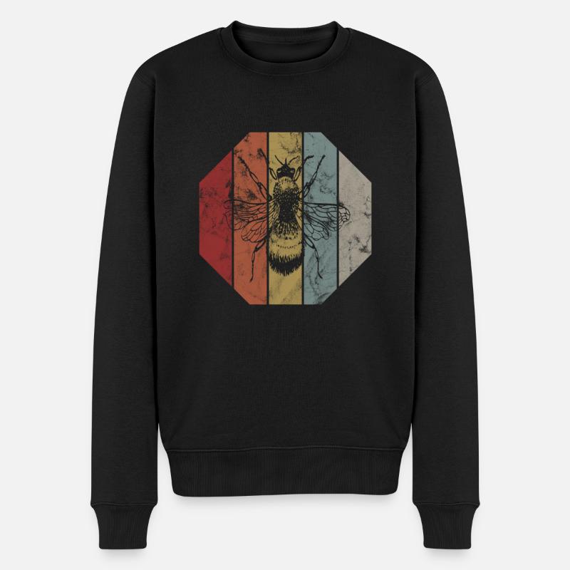 Retro Biene Imker Geschenk Insekt - Männer Premium Bio Pullover - Schwarz