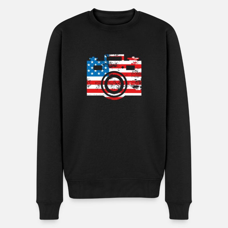 Caméra Usa-flagge - Pull Premium bio Homme - noir