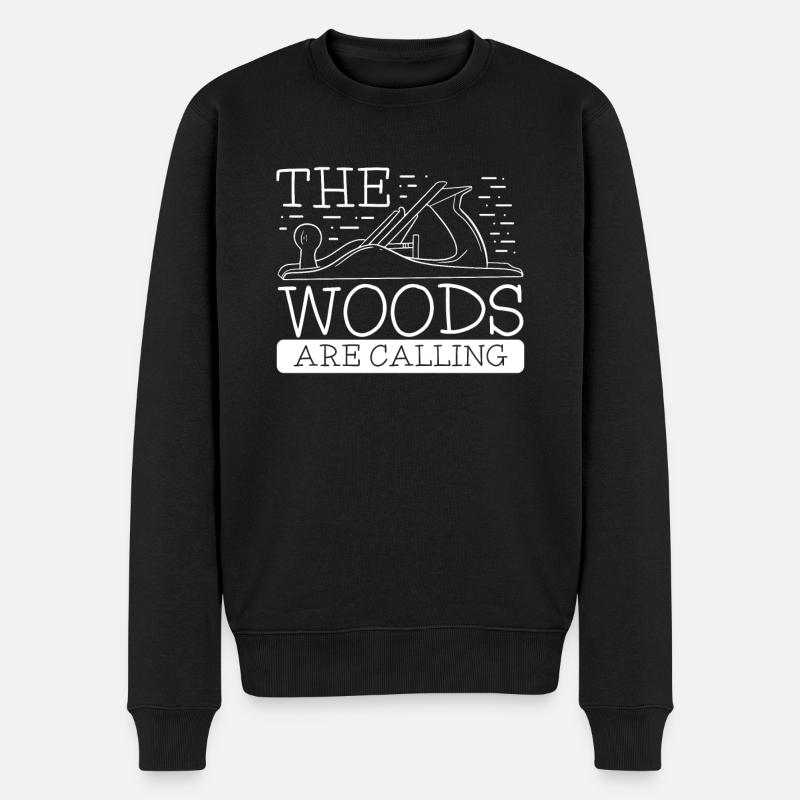 Das Holz ruft - Männer Premium Bio Pullover - Schwarz