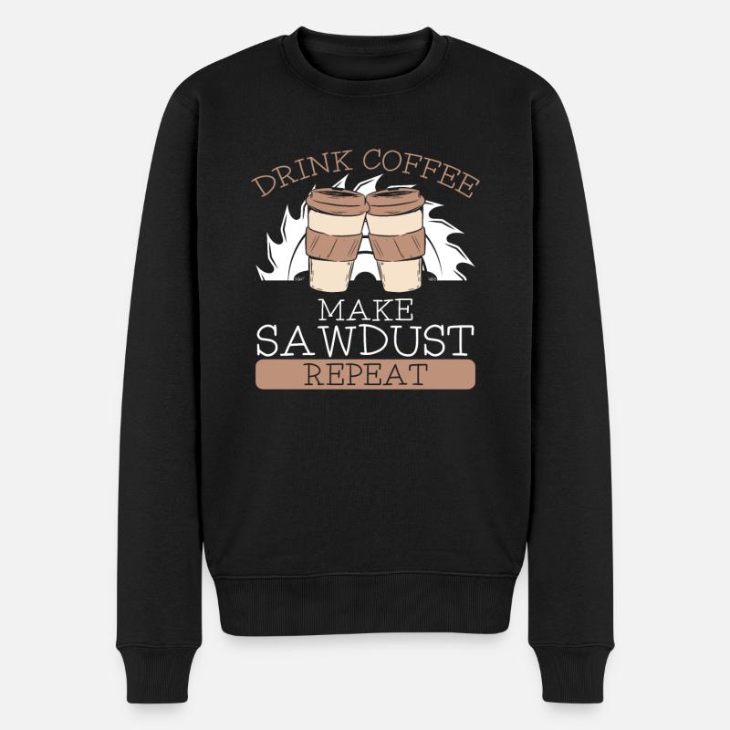 Kaffee Trinken Sägemehl Machen - Männer Premium Bio Pullover - Schwarz