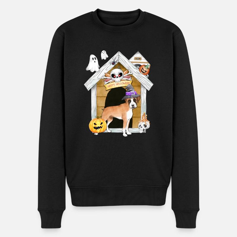 Halloween Boxer Chien Sorcière - Pull Premium bio Homme - noir