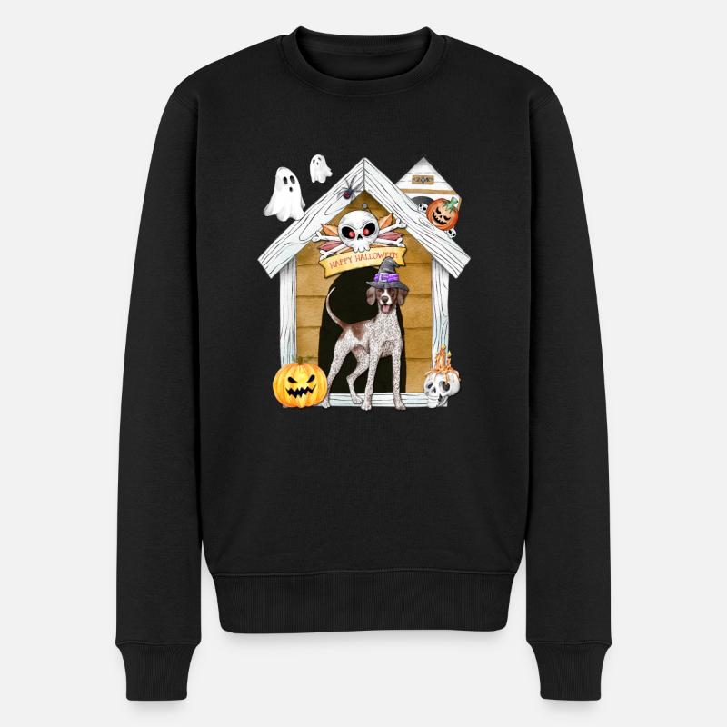Halloween Pointer Hund Hexe - Männer Premium Bio Pullover - Schwarz
