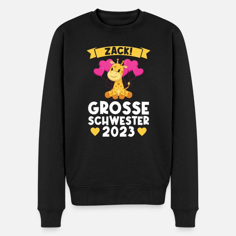 Schwestern Giraffe Grosse Schwester Geschenk - Männer Premium Bio Pullover - Schwarz