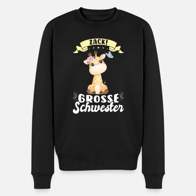 Schwestern Giraffe Grosse Schwester Geschenk - Männer Premium Bio Pullover - Schwarz