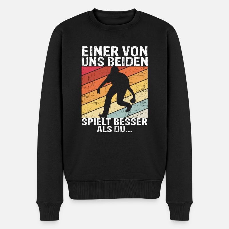 Boule - Einer von uns beiden spielt besser als du - Männer Premium Bio Pullover - Schwarz