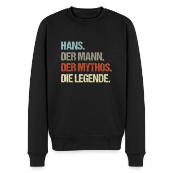 Hans der Mann der Mythos die Legende - Männer Premium Bio Pullover - Schwarz - Vorne - Nico (187cm)