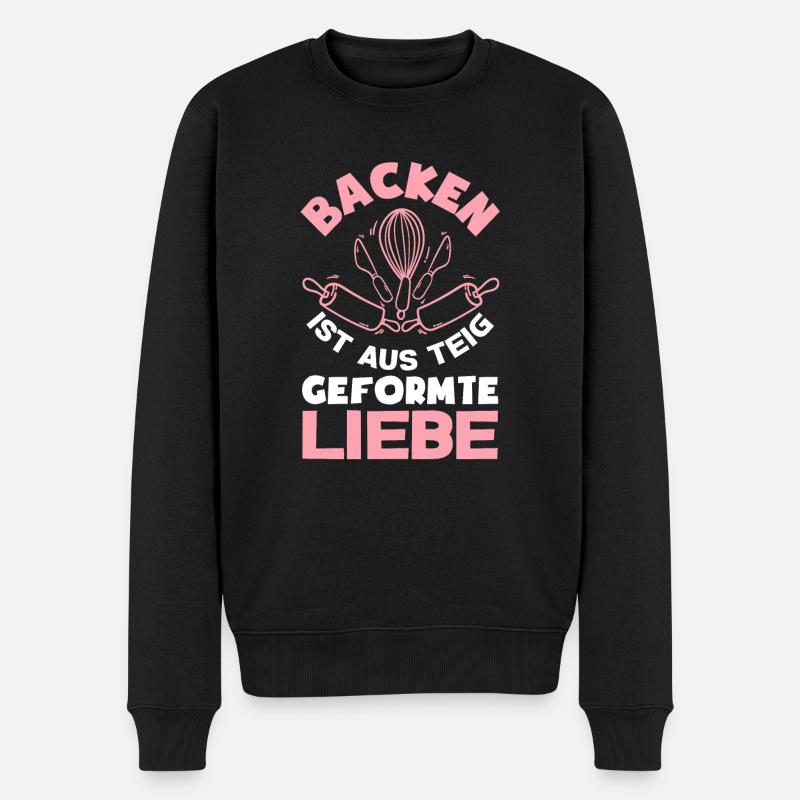 Backen Ist Aus Teig Geformte Liebe Lustiges Backen - Männer Premium Bio Pullover - Schwarz
