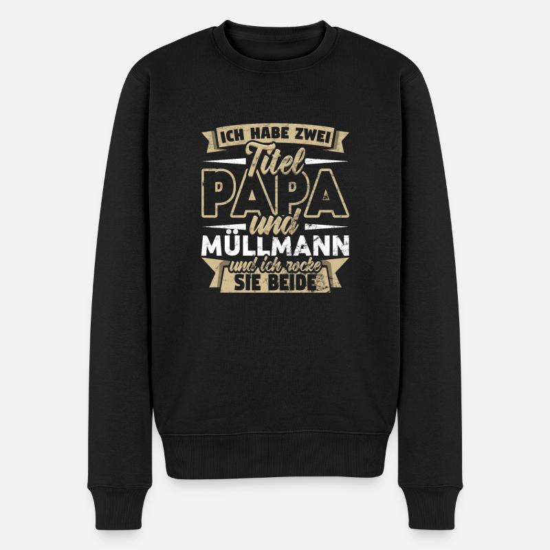Müllmann - Männer Premium Bio Pullover - Schwarz