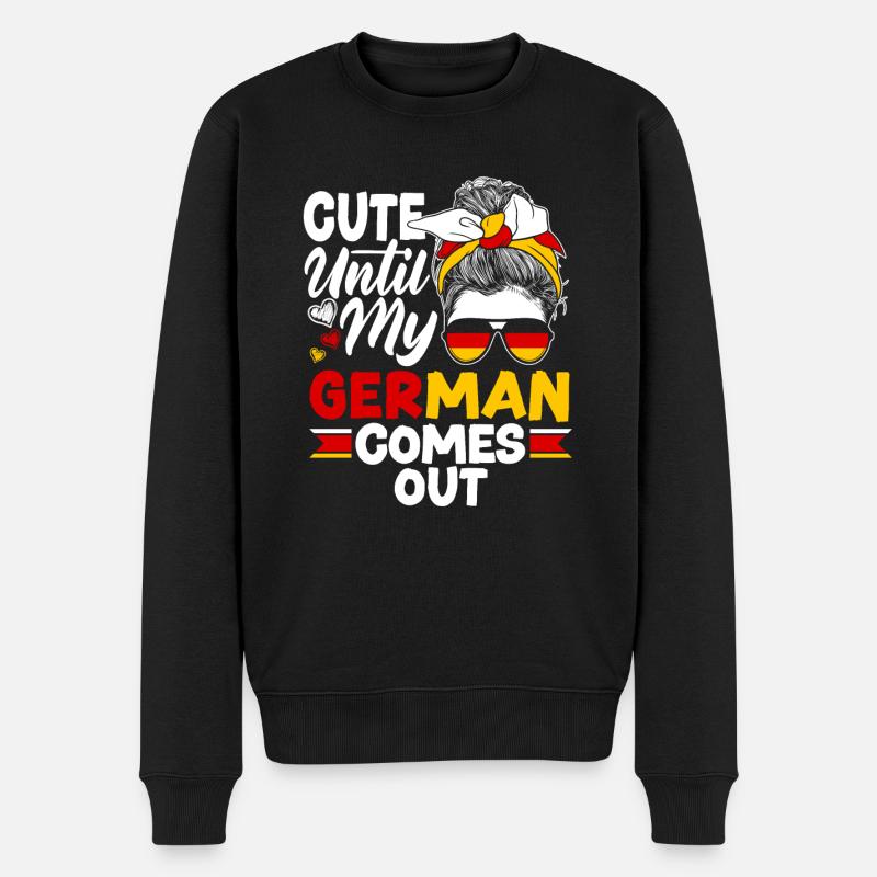 German Germany German Flag Cute Until My German - Männer Premium Bio Pullover - Schwarz