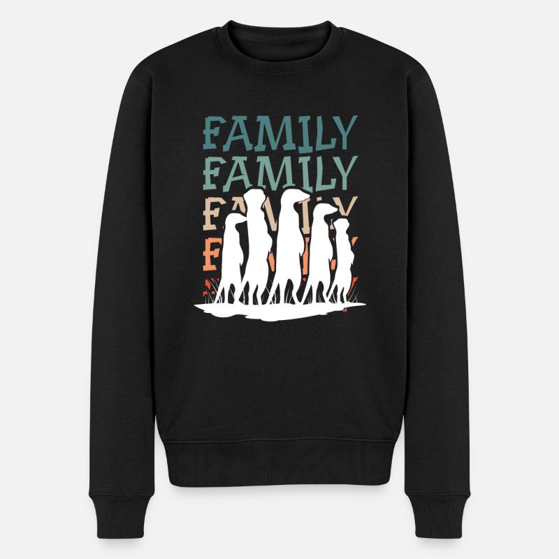 Erdmännchen Familie - Männer Premium Bio Pullover - Schwarz