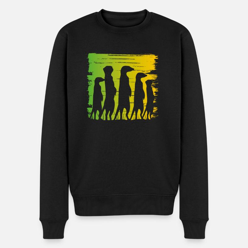 Grüne Erdmännchen - Männer Premium Bio Pullover - Schwarz