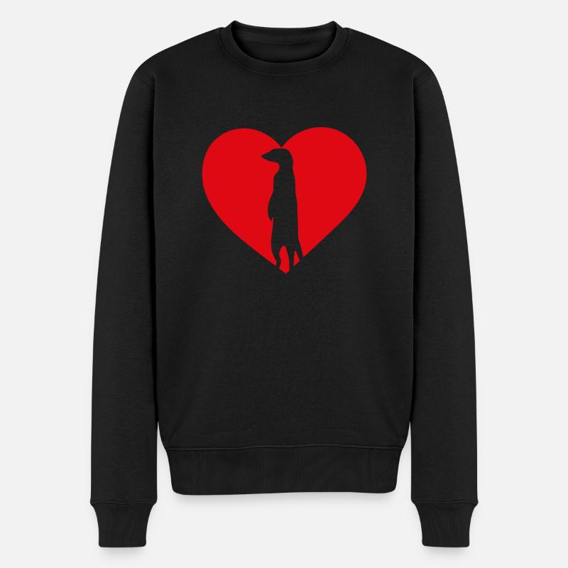 Erdmännchen liebesherz - Männer Premium Bio Pullover - Schwarz