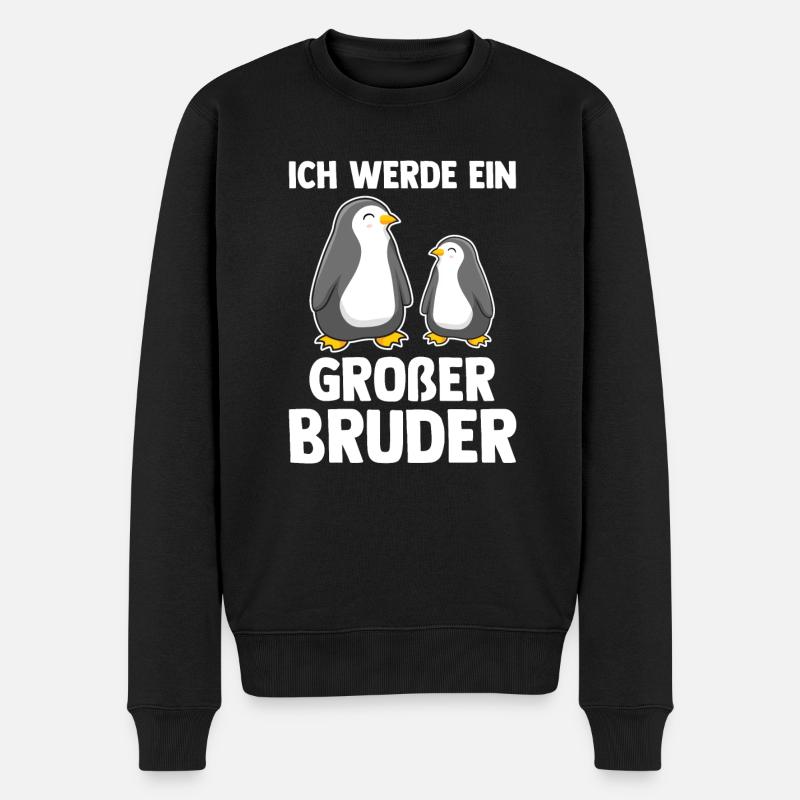 Bruder Geschwister Pinguin grosser Bruder Bruder G - Männer Premium Bio Pullover - Schwarz