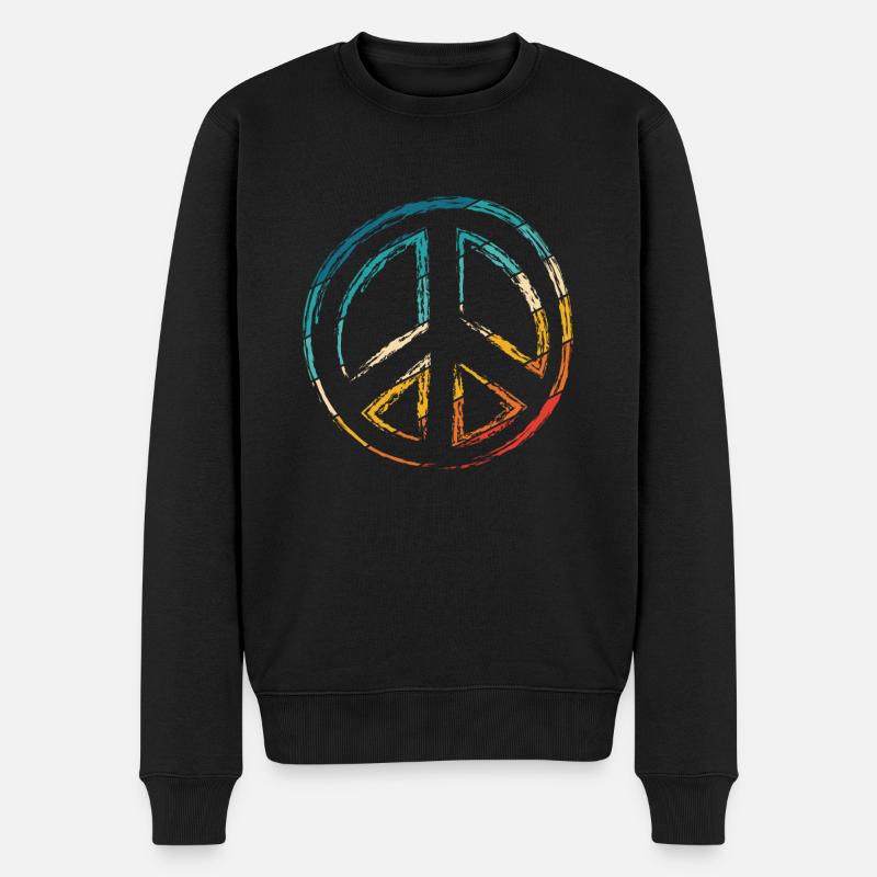 Friedenszeichen - Peace Frieden - Männer Premium Bio Pullover - Schwarz