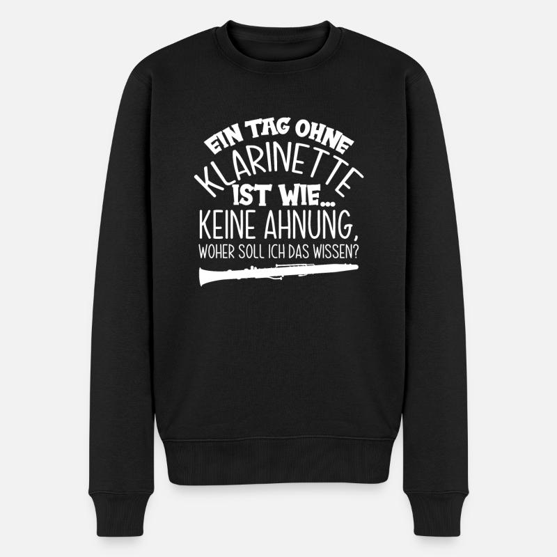 Lustiges Klarinette Klarinettist Geschenk - Männer Premium Bio Pullover - Schwarz