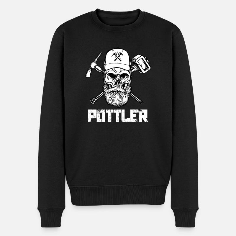 Ruhrpott Bergwerk Hammer & Eisen Pott Kohlewerk - Männer Premium Bio Pullover - Schwarz