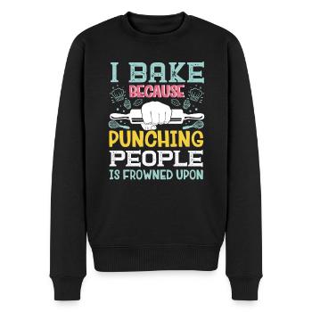 I Bake Because Punching People Is Frowned Upon Bak - Männer Premium Bio Pullover - Schwarz - Vorne - Nico (187cm)