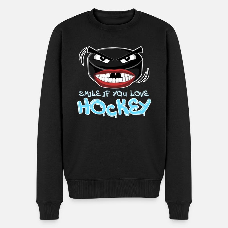 Eishockey Puck Witz Eishockeyspieler - Männer Premium Bio Pullover - Schwarz