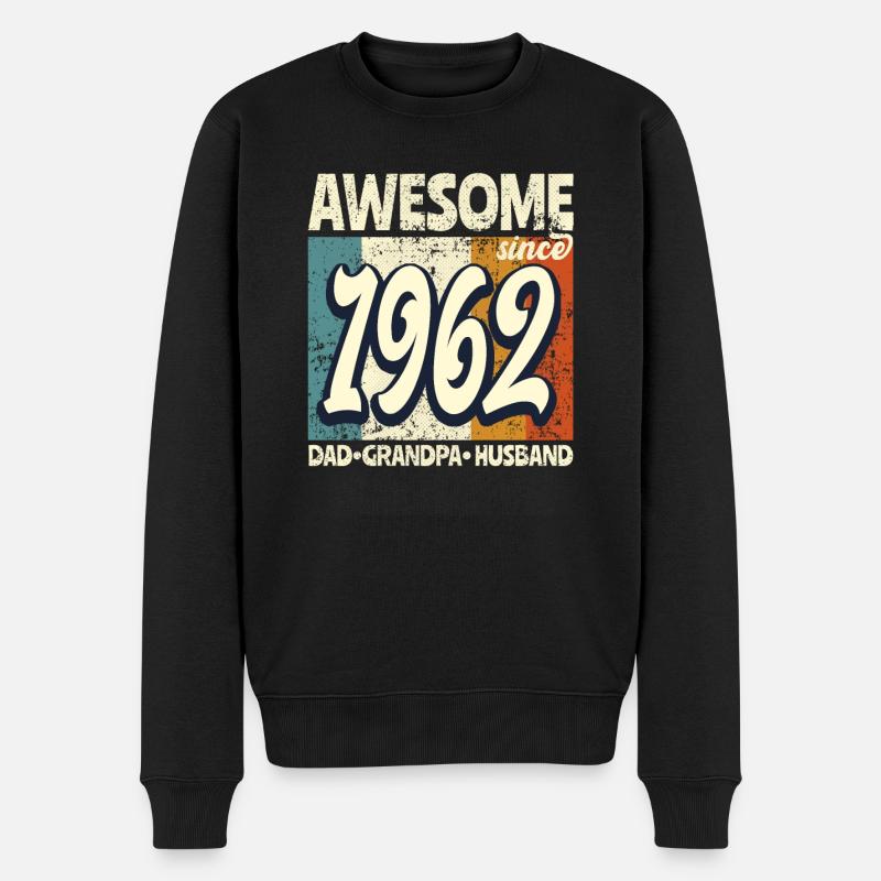 1962 60 Jahre Geburtstag Geschenk - Männer Premium Bio Pullover - Schwarz