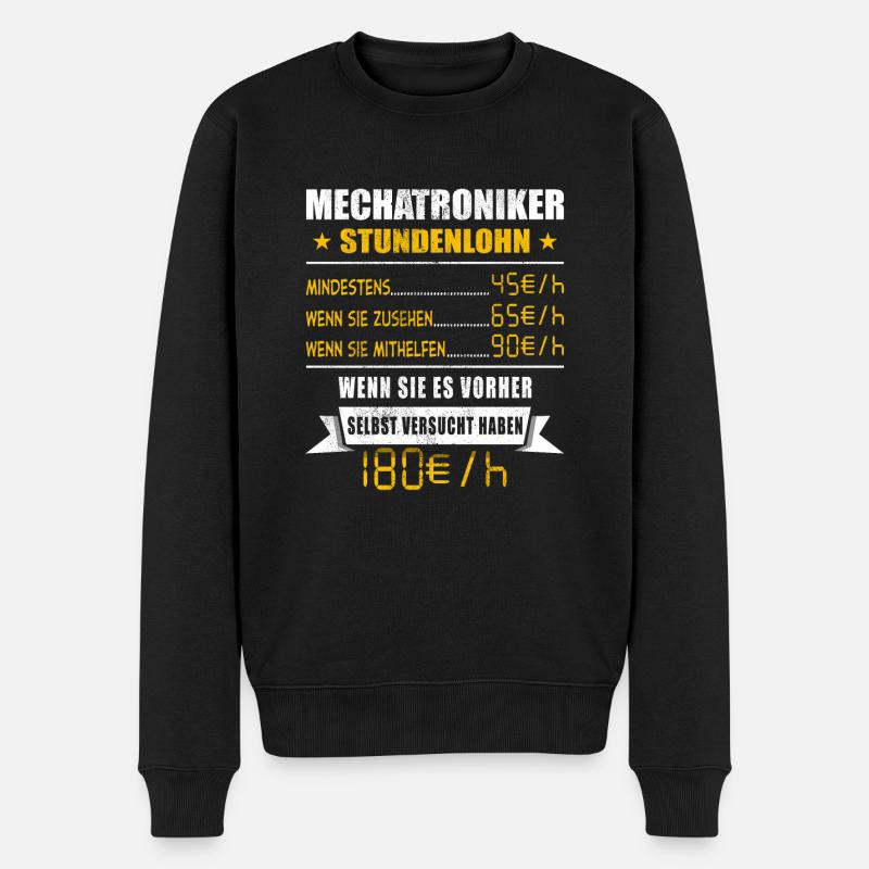 Mechatroniker Stundenlohn Mechaniker - Männer Premium Bio Pullover - Schwarz