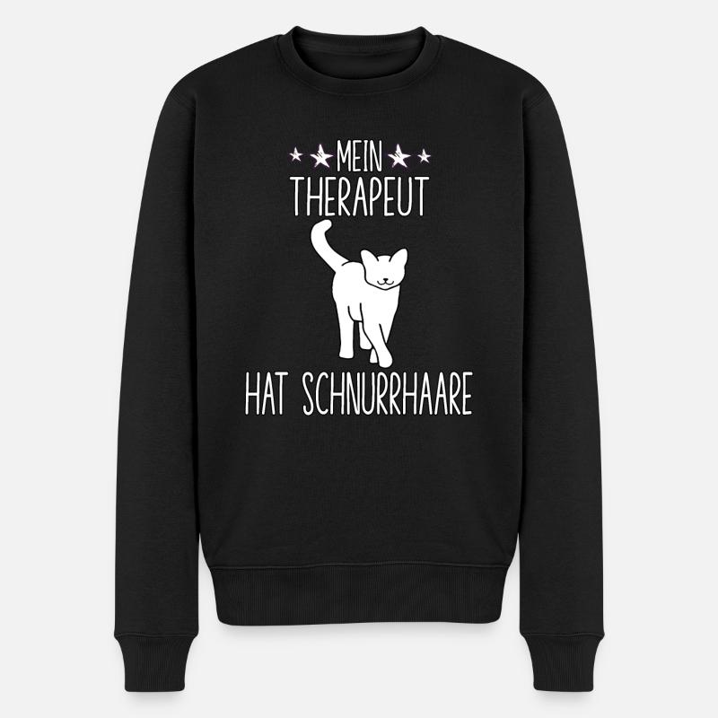 Katzenhalter Outfit Misanthropen Spruch Katzen - Männer Premium Bio Pullover - Schwarz