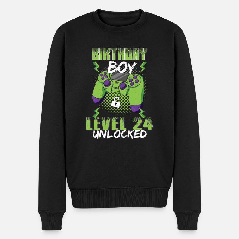 Gamer Boy Video Game Lover 24 ans Débloqué - Pull Premium bio Homme - noir