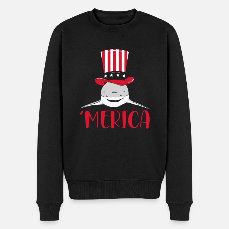 Amerika Hai - Männer Premium Bio Pullover - Schwarz