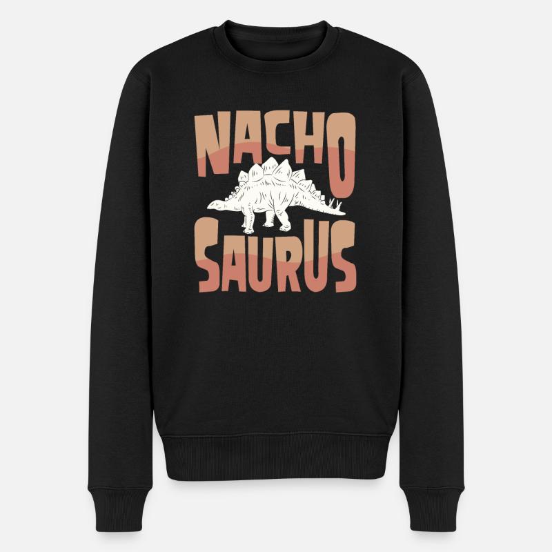 Nacho essen Stegosaurus - Männer Premium Bio Pullover - Schwarz