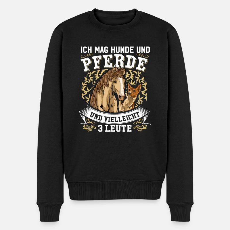 Ich Mag Hunde Und Pferde Und Vielleicht 3 Leute - Männer Premium Bio Pullover - Schwarz