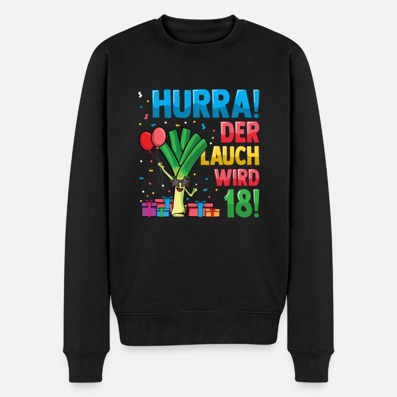 Hurra der Lauch wird 18 - Männer Premium Bio Pullover - Schwarz