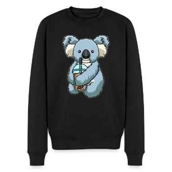 Koala drinks bubble tea - Men's Premium Organic Jumper - black - Front - Nico (187cm)