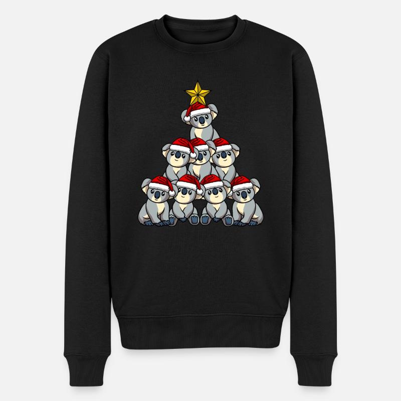 Koala Weihnachtsbaum - Männer Premium Bio Pullover - Schwarz