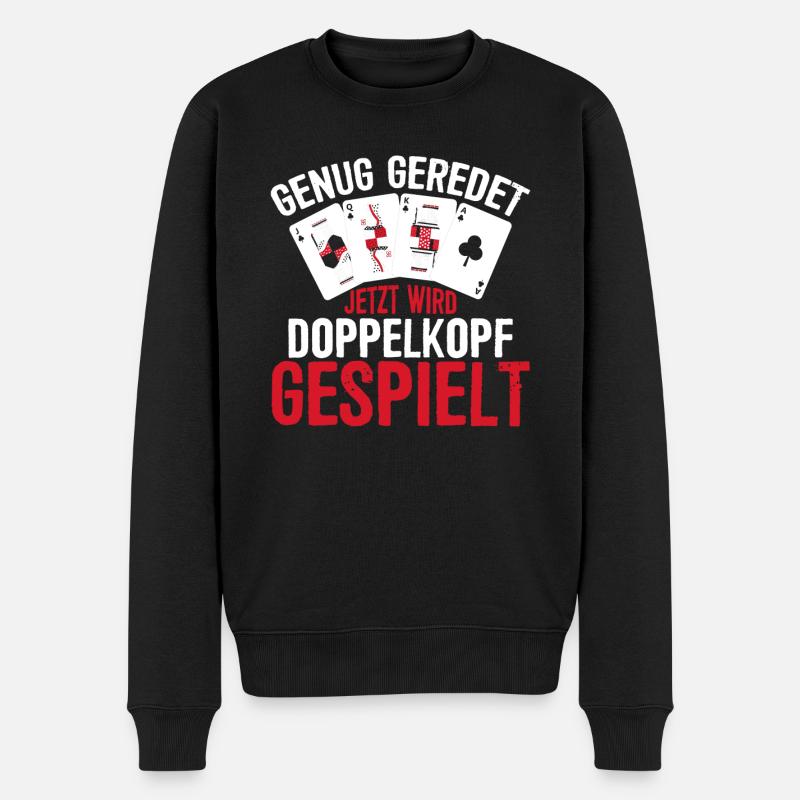 Jetzt wird Doppelkopf gespielt Kartenspiel - Männer Premium Bio Pullover - Schwarz
