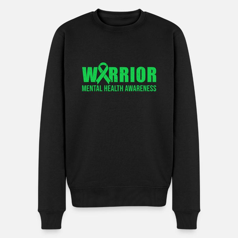 Mental Health Warrior Green Ribbon - Männer Premium Bio Pullover - Schwarz