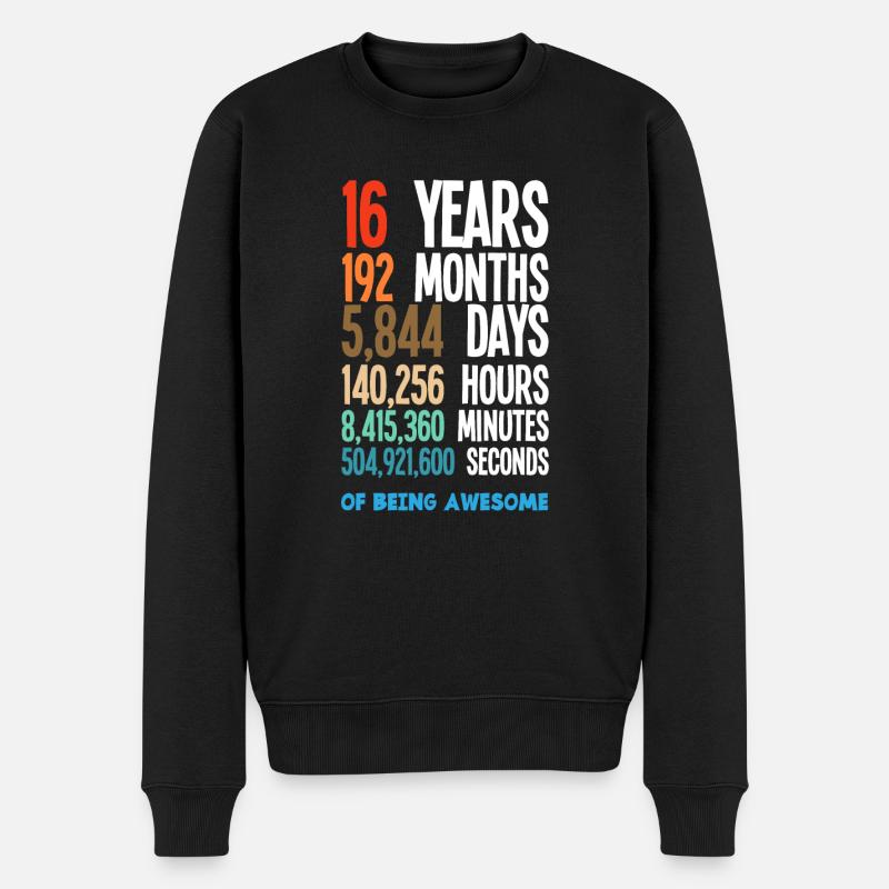 16 års fødselsdag piger drenge - Økologisk premium-sweatshirt til mænd - sort