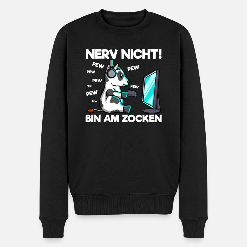 Nerv nicht bin am Zocken Gaming Kuh - Männer Premium Bio Pullover - Schwarz