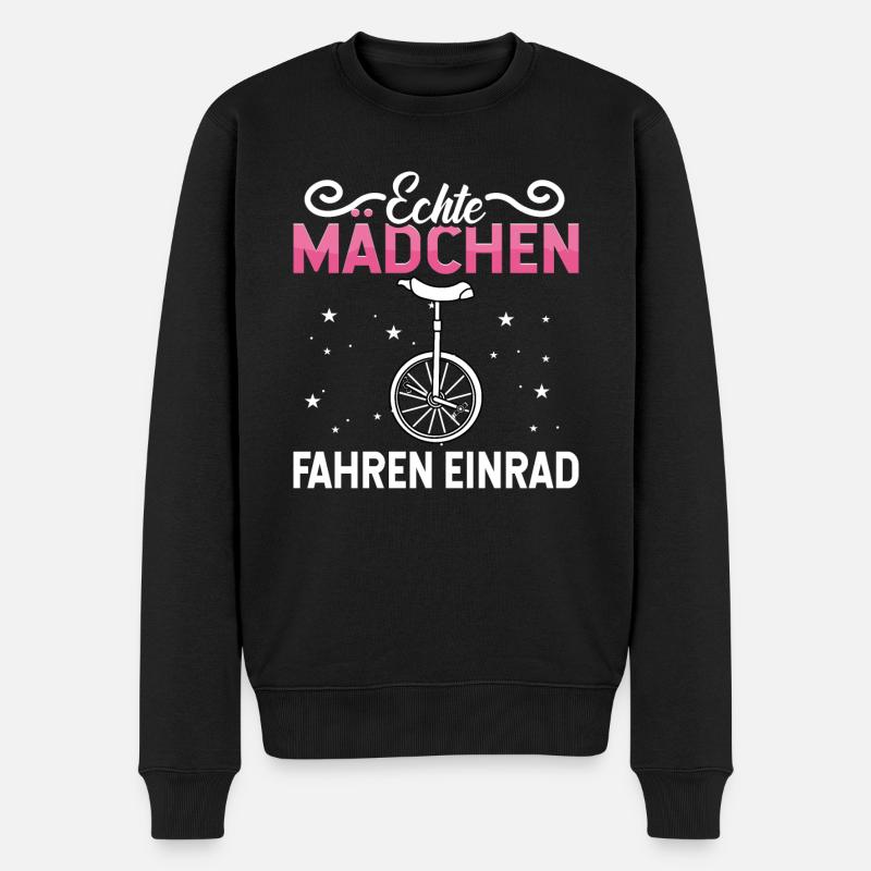 Balancieren Kinder Echte Mädchen fahren Einrad - Männer Premium Bio Pullover - Schwarz