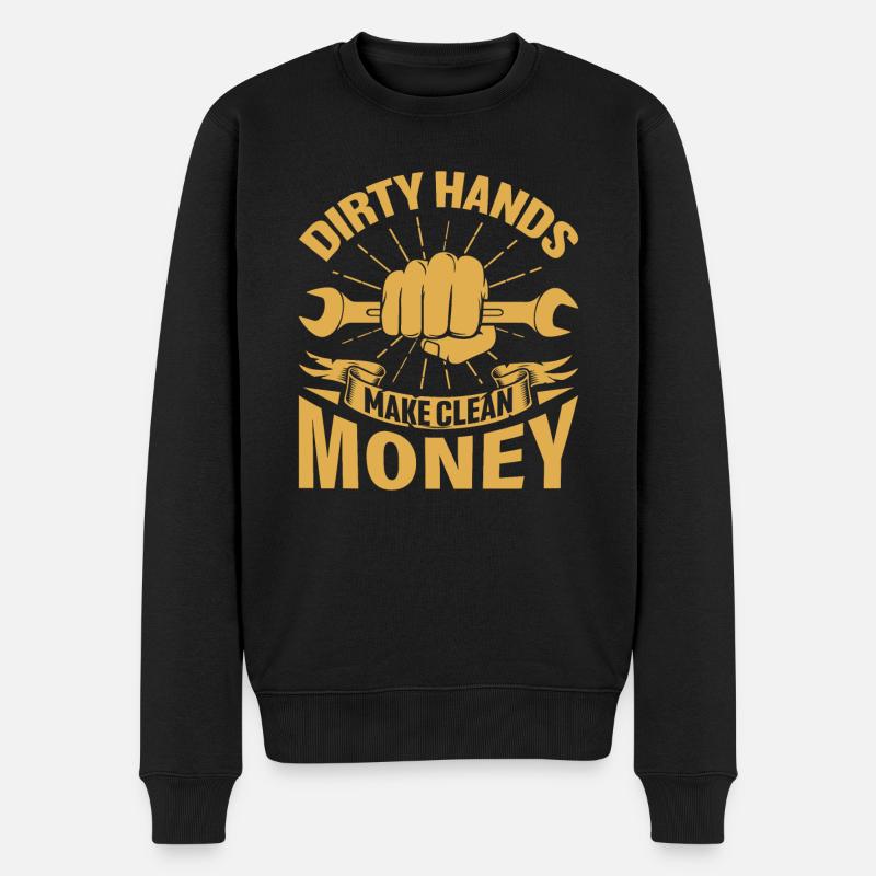 Garage Repair Mechanic Car - Dirty Hands Make Clea - Männer Premium Bio Pullover - Schwarz